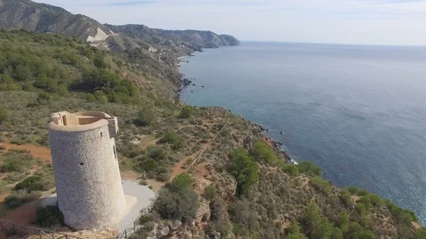 Torre de maro Nerja_Footagedrone Video stock 85709345