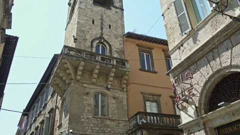 Torre degli Alvitreti incorporated into the structure of the Alvitreti palace Stock Footage 268874367