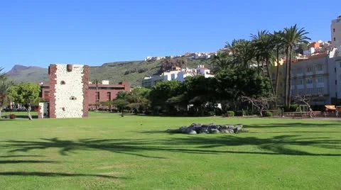 Torre del Conde a tower  San Sebastian de la Gomera. Canary Islands. Spain. Stock Footage 22353953