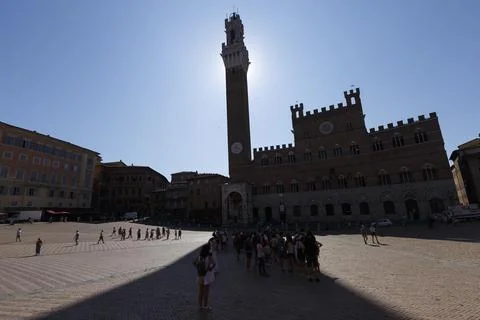 Torre del Mangia e Piazza del Campo, Siena Foto stock