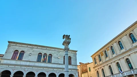Torre dell'Orologio, is astronomical clock tower located in Plaza Dei Signori Stock Footage 128355468