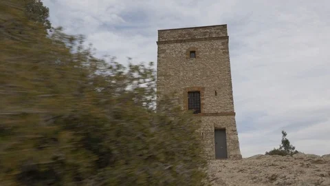 Torre telegrafia optica Puiggracios forward front Stock Footage 111573785