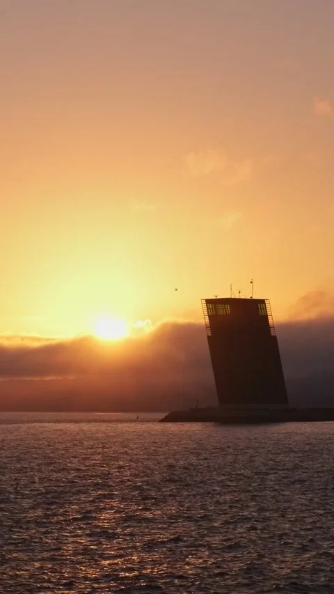 Torre VTS de Lisboa - Maritime traffic control tower of Lisbon, Portugal Stock Footage 342414944