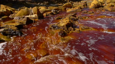 Torrent of red water Stock Footage 48909724