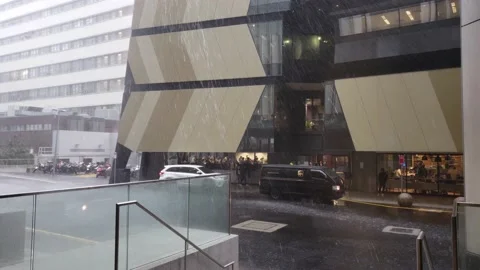 Torrential rain along Union Road, UNSW Stock Footage 139192653