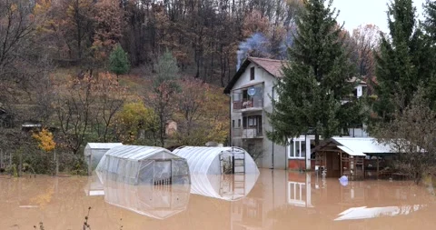 Torrential rain causes flash floods in residential areas Stock Footage 170178989