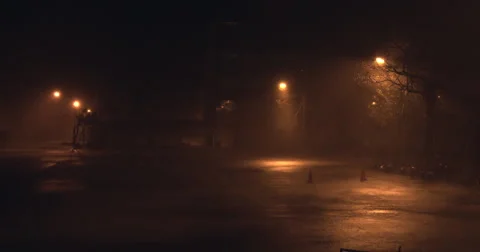 Torrential Rain Lashes Town At Night In Tropical Storm Stock Footage 53285366