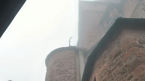 Torreon surrounded by fog from below Stock Footage 124481503