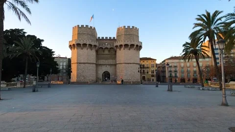 Torres de Serranos tower, Spanish architecture Stock Footage 292816678