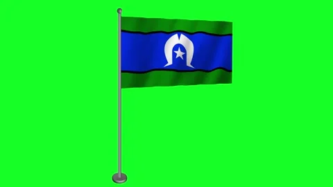 Torres Strait Islander Flag footage video waving in wind on Green Screen Stock Footage 284854446
