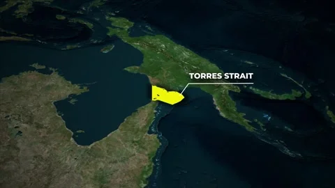 Torres Strait Location Map Animation on Earth Satellite View Stock-Footage 335230833