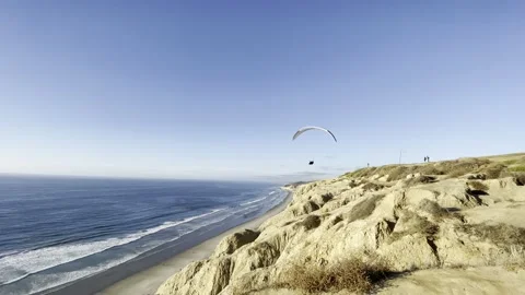 Torrey Pines Paraglider at Sunset 02 Stock Footage