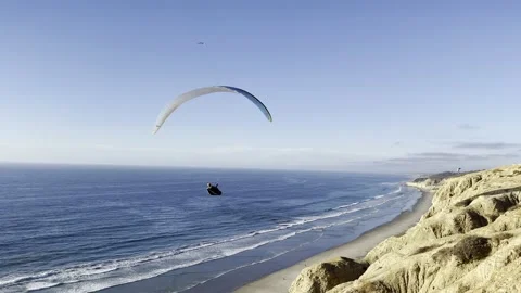 Torrey Pines Paraglider at Sunset 04 Stock Footage