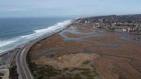 Torrey Pines State Beach Park California San Diego Aerial Footage Stock Footage 124028152