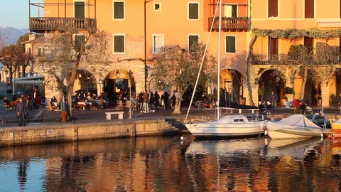 Torri del Benaco: Walking Sunset Street Stock Footage 100989354