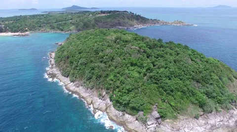 Torrid beach &amp; small island, from a quadrocopter Stock Footage 66415629
