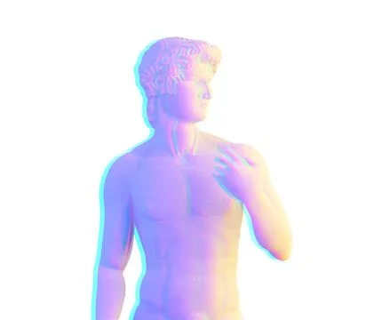 Torso of David with glitch effect, 3d rendered Stock Illustration