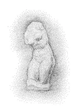 Torso of venus. Vector black dots on white background. Digital pointillism Stock Illustration
