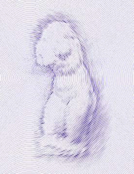 Torso of venus. Vector blue round lines on white background. Stock Illustration