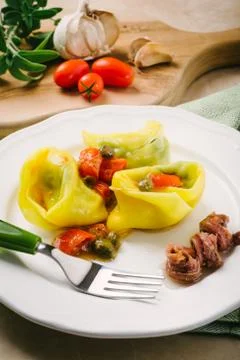 Tortelli stuffed Stock Photos