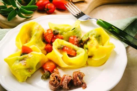 Tortelli stuffed Stock Photos