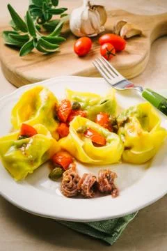 Tortelli stuffed Stock Photos