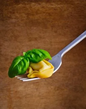 Tortellini on a fork Stock Photos
