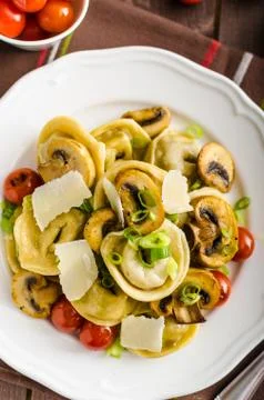 Tortellini stuffed with a mixture of vegetable spring Stock Photos