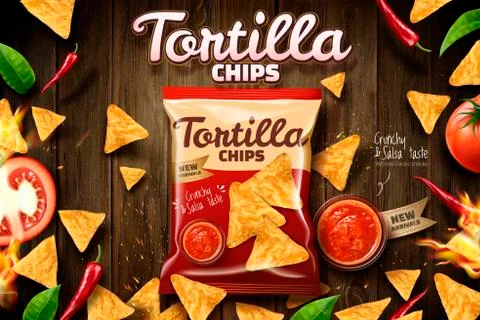 Tortilla chips ads 스톡 일러스트