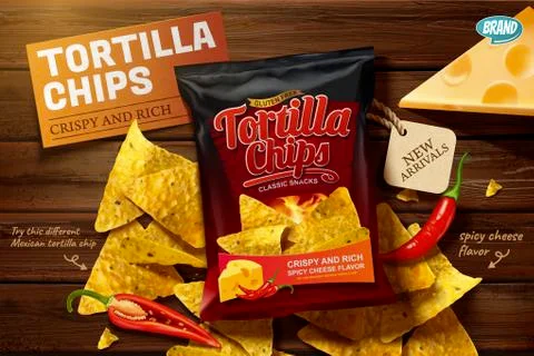 Tortilla chips ads Stock Illustration