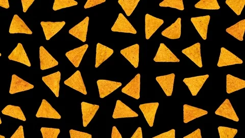 Tortilla chips march across screen - stop motion like animation Stock Footage 124232650