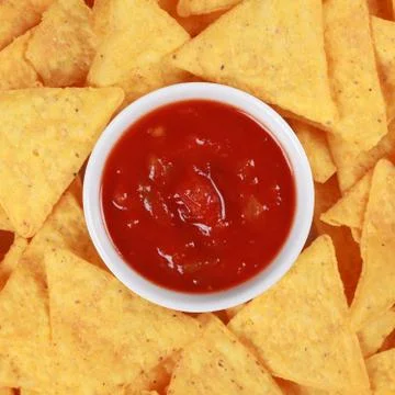 Tortilla chips with salsa Stock Photos