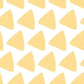Tortilla chips Seamless pattern Nachos Day Wallpaper or Greeting abstract Stock Illustration