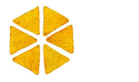 Tortilla chips on white background in the shape of a circle with place for te Stock Photos