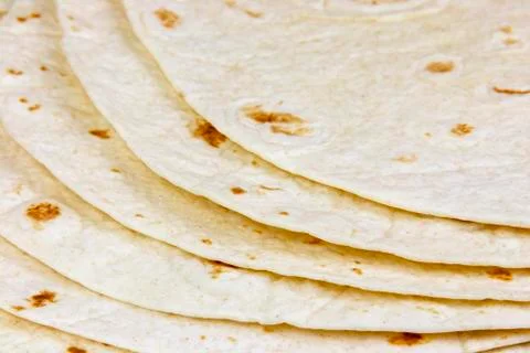 Tortilla Flat Bread Wraps in a Pile Close Up 写真素材