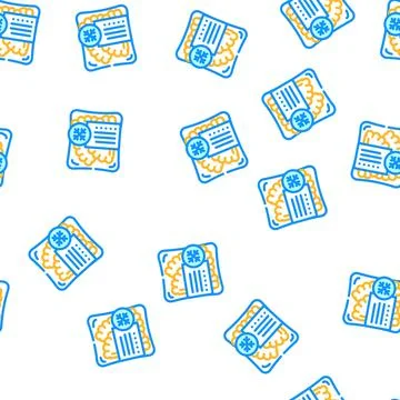 Tortilla or flatbread with minced meat frozen food vector seamless pattern Stock Illustration