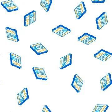 Tortilla or flatbread with minced meat frozen food isometric seamless pattern Stock Illustration