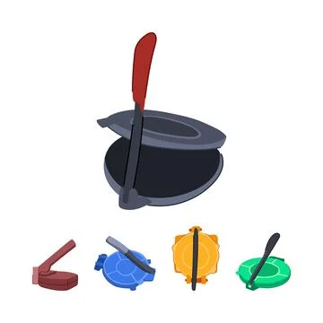 Tortilla press set with various designs Stock Illustration