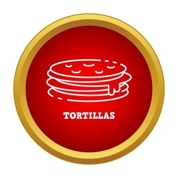 Tortillas stack outline icon in red button Illustrazione stock