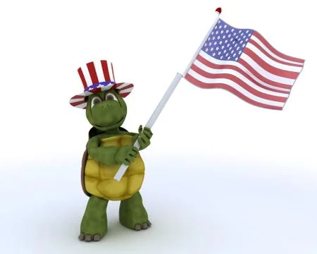 Tortoise with american flag Stock Illustration