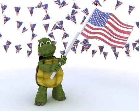 Tortoise with american flag Stock Illustration