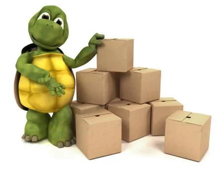 Tortoise with boxes for shipping Stock Illustration