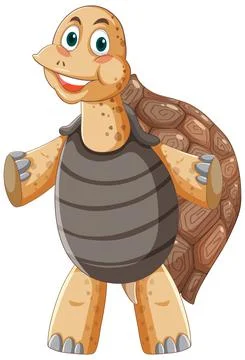 Tortoise with brown shell cartoon character Illustrazione stock