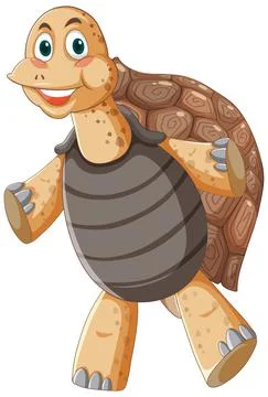 Tortoise with brown shell cartoon character Illustrazione stock