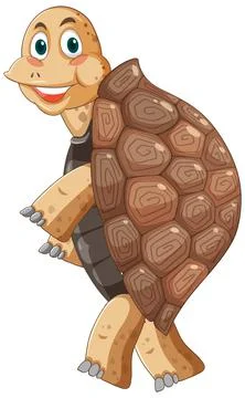 Tortoise with brown shell cartoon character Illustrazione stock