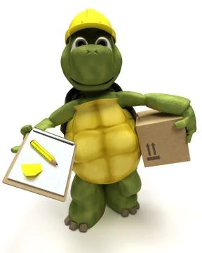 Tortoise builder receiving a parcel Stock-Illustration