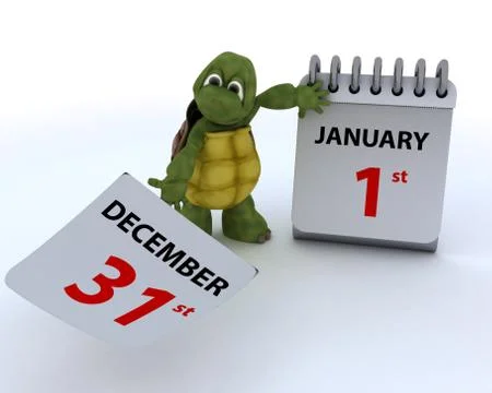 Tortoise with a calendar Illustrazione stock