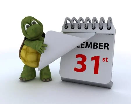Tortoise with a calendar Stock Illustration