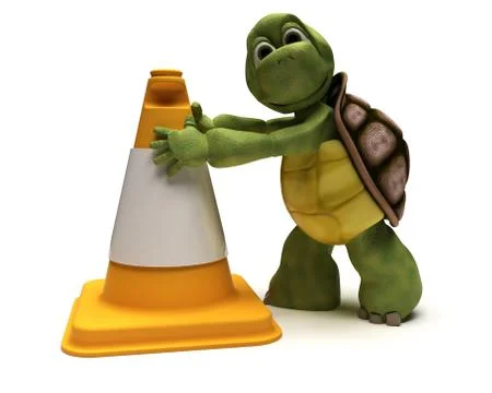 Tortoise with a caution cone Stock Illustration