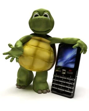 Tortoise with a cell phone Stock Illustration